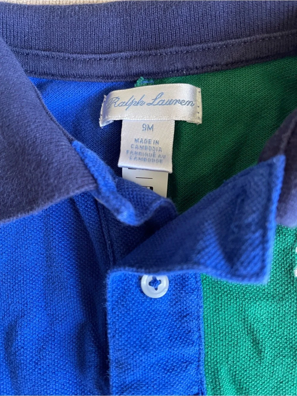 Ralph Lauren Colorblock Polo Romper in Blue, Green, Orange & Pink